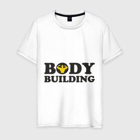 Мужская футболка хлопок с принтом Bodybuilding black в Санкт-Петербурге, 100% хлопок | прямой крой, круглый вырез горловины, длина до линии бедер, слегка спущенное плечо. | 