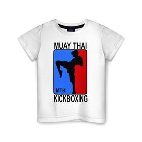 Детская футболка хлопок с принтом Muay Thai Kickboxing в Санкт-Петербурге, 100% хлопок | круглый вырез горловины, полуприлегающий силуэт, длина до линии бедер | кикбоксинг | муай тай