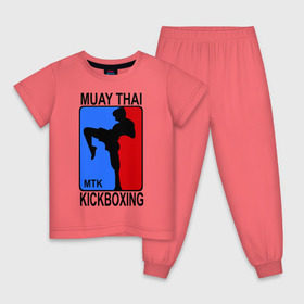 Детская пижама хлопок с принтом Muay Thai Kickboxing в Санкт-Петербурге, 100% хлопок |  брюки и футболка прямого кроя, без карманов, на брюках мягкая резинка на поясе и по низу штанин
 | кикбоксинг | муай тай