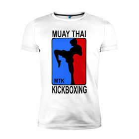 Мужская футболка премиум с принтом Muay Thai Kickboxing в Санкт-Петербурге, 92% хлопок, 8% лайкра | приталенный силуэт, круглый вырез ворота, длина до линии бедра, короткий рукав | кикбоксинг | муай тай