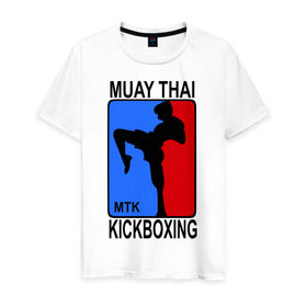 Мужская футболка хлопок с принтом Muay Thai Kickboxing в Санкт-Петербурге, 100% хлопок | прямой крой, круглый вырез горловины, длина до линии бедер, слегка спущенное плечо. | Тематика изображения на принте: кикбоксинг | муай тай