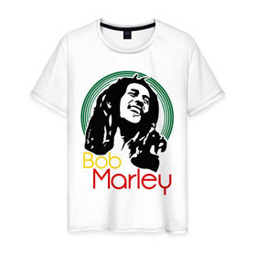 Мужская футболка хлопок с принтом Saint Bob Marley в Санкт-Петербурге, 100% хлопок | прямой крой, круглый вырез горловины, длина до линии бедер, слегка спущенное плечо. | bob marley | saint bob marley | боб марли | музыка | регги