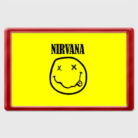 Магнит 45*70 с принтом Nirvana logo в Санкт-Петербурге, Пластик | Размер: 78*52 мм; Размер печати: 70*45 | cobain | nirvana | rock | smells like teen spirit | кобейн | нирвана | рок