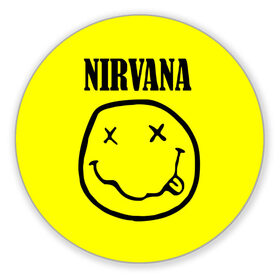 Коврик круглый с принтом Nirvana logo в Санкт-Петербурге, резина и полиэстер | круглая форма, изображение наносится на всю лицевую часть | cobain | nirvana | rock | smells like teen spirit | кобейн | нирвана | рок