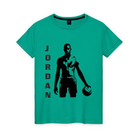 Женская футболка хлопок с принтом Michael Jordan в Санкт-Петербурге, 100% хлопок | прямой крой, круглый вырез горловины, длина до линии бедер, слегка спущенное плечо | michel jordan | nba | джордан | майкл | нба