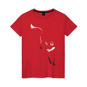 Женская футболка хлопок с принтом Лиса в Санкт-Петербурге, 100% хлопок | прямой крой, круглый вырез горловины, длина до линии бедер, слегка спущенное плечо | девушкам | животные | лисенок | лисица