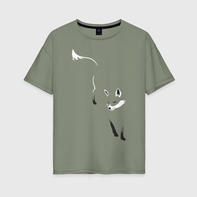 Женская футболка хлопок Oversize с принтом Лиса в Санкт-Петербурге, 100% хлопок | свободный крой, круглый ворот, спущенный рукав, длина до линии бедер
 | девушкам | животные | лисенок | лисица