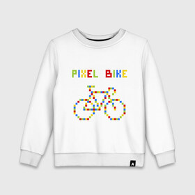 Детский свитшот хлопок с принтом Pixel Bike in color в Санкт-Петербурге, 100% хлопок | круглый вырез горловины, эластичные манжеты, пояс и воротник | 