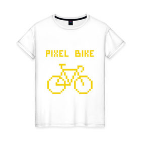 Женская футболка хлопок с принтом Pixel Bike one color в Санкт-Петербурге, 100% хлопок | прямой крой, круглый вырез горловины, длина до линии бедер, слегка спущенное плечо | Тематика изображения на принте: 