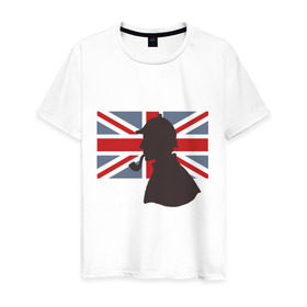 Мужская футболка хлопок с принтом Англия британский флаг в Санкт-Петербурге, 100% хлопок | прямой крой, круглый вырез горловины, длина до линии бедер, слегка спущенное плечо. | лондон