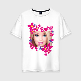 Женская футболка хлопок Oversize с принтом Барби красавица в Санкт-Петербурге, 100% хлопок | свободный крой, круглый ворот, спущенный рукав, длина до линии бедер
 | 90 | 90 е | barbie | барби | ностальгия