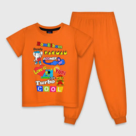 Детская пижама хлопок с принтом Бренды 90-х в Санкт-Петербурге, 100% хлопок |  брюки и футболка прямого кроя, без карманов, на брюках мягкая резинка на поясе и по низу штанин
 | марио