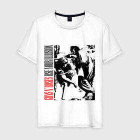 Мужская футболка хлопок с принтом GNR в Санкт-Петербурге, 100% хлопок | прямой крой, круглый вырез горловины, длина до линии бедер, слегка спущенное плечо. | gnr | guns n roses | rock | музыка | музыкальные группы | рок | рок группы