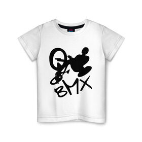 Детская футболка хлопок с принтом BMX в Санкт-Петербурге, 100% хлопок | круглый вырез горловины, полуприлегающий силуэт, длина до линии бедер | bmx | extreme | бмх | экстрим