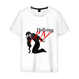 Мужская футболка хлопок с принтом Hellsing ленты в Санкт-Петербурге, 100% хлопок | прямой крой, круглый вырез горловины, длина до линии бедер, слегка спущенное плечо. | Тематика изображения на принте: anime | hellsing | аниме | анимэ | манга | хеллсинг