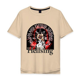 Мужская футболка хлопок Oversize с принтом Hellsing символ Алукарда в Санкт-Петербурге, 100% хлопок | свободный крой, круглый ворот, “спинка” длиннее передней части | Тематика изображения на принте: anime | hellsing | аниме | анимэ | манга | хеллсинг