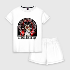 Женская пижама с шортиками хлопок с принтом Hellsing символ Алукарда в Санкт-Петербурге, 100% хлопок | футболка прямого кроя, шорты свободные с широкой мягкой резинкой | anime | hellsing | аниме | анимэ | манга | хеллсинг