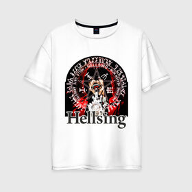 Женская футболка хлопок Oversize с принтом Hellsing символ Алукарда в Санкт-Петербурге, 100% хлопок | свободный крой, круглый ворот, спущенный рукав, длина до линии бедер
 | Тематика изображения на принте: anime | hellsing | аниме | анимэ | манга | хеллсинг