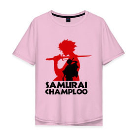 Мужская футболка хлопок Oversize с принтом Самурай Champloo в Санкт-Петербурге, 100% хлопок | свободный крой, круглый ворот, “спинка” длиннее передней части | anime | samurai champloo | аниме | анимэ | самурай чамплу