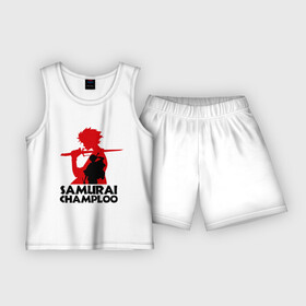 Детская пижама с шортами хлопок с принтом Самурай Champloo в Санкт-Петербурге,  |  | Тематика изображения на принте: anime | samurai champloo | аниме | анимэ | самурай чамплу