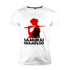 Мужская футболка премиум с принтом Самурай Champloo в Санкт-Петербурге, 92% хлопок, 8% лайкра | приталенный силуэт, круглый вырез ворота, длина до линии бедра, короткий рукав | anime | samurai champloo | аниме | анимэ | самурай чамплу