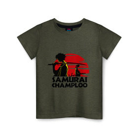 Детская футболка хлопок с принтом Самурай Champloo закат в Санкт-Петербурге, 100% хлопок | круглый вырез горловины, полуприлегающий силуэт, длина до линии бедер | anime | samurai champloo | аниме | анимэ | самурай чамплу