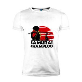 Мужская футболка премиум с принтом Самурай Champloo закат в Санкт-Петербурге, 92% хлопок, 8% лайкра | приталенный силуэт, круглый вырез ворота, длина до линии бедра, короткий рукав | Тематика изображения на принте: anime | samurai champloo | аниме | анимэ | самурай чамплу