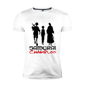 Мужская футболка премиум с принтом Самурай Чамплоо в Санкт-Петербурге, 92% хлопок, 8% лайкра | приталенный силуэт, круглый вырез ворота, длина до линии бедра, короткий рукав | anime | samurai champloo | аниме | анимэ | самурай чамплу