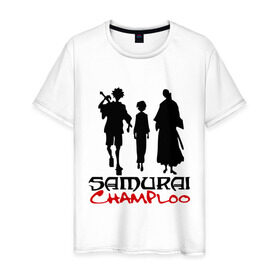 Мужская футболка хлопок с принтом Самурай Чамплоо в Санкт-Петербурге, 100% хлопок | прямой крой, круглый вырез горловины, длина до линии бедер, слегка спущенное плечо. | anime | samurai champloo | аниме | анимэ | самурай чамплу