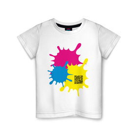 Детская футболка хлопок с принтом blur design в Санкт-Петербурге, 100% хлопок | круглый вырез горловины, полуприлегающий силуэт, длина до линии бедер | qr | кляксы | код | разноцветные | шифр | яркие