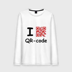 Мужской лонгслив хлопок с принтом I love QR-code в Санкт-Петербурге, 100% хлопок |  | Тематика изображения на принте: qr код | интернет | технологии | шифр