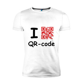 Мужская футболка премиум с принтом I love QR-code в Санкт-Петербурге, 92% хлопок, 8% лайкра | приталенный силуэт, круглый вырез ворота, длина до линии бедра, короткий рукав | qr код | интернет | технологии | шифр