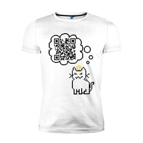 Мужская футболка премиум с принтом Коты правят миром в Санкт-Петербурге, 92% хлопок, 8% лайкра | приталенный силуэт, круглый вырез ворота, длина до линии бедра, короткий рукав | qr код | в короне | код | кот | котенок | куар | кьюар