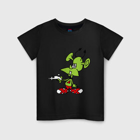 Детская футболка хлопок с принтом зеленый марсианин в Санкт-Петербурге, 100% хлопок | круглый вырез горловины, полуприлегающий силуэт, длина до линии бедер | зеленый марсианин | инопланетянин | марсианин | марсоход | прикольные картинки