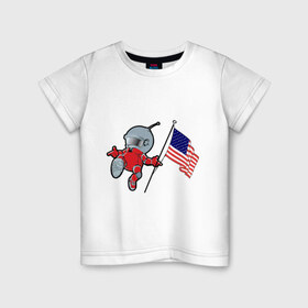 Детская футболка хлопок с принтом космонавт в Санкт-Петербурге, 100% хлопок | круглый вырез горловины, полуприлегающий силуэт, длина до линии бедер | американский флаг | космонавт | космос | марс | марсоход | прикольные картинки | флаг