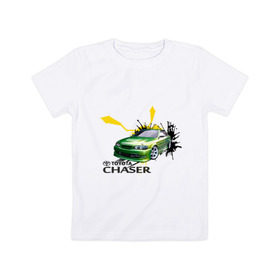 Детская футболка хлопок с принтом toyota chaser зеленая в Санкт-Петербурге, 100% хлопок | круглый вырез горловины, полуприлегающий силуэт, длина до линии бедер | chaser | toyota | toyota chaser зеленая | зеленая | тоета | тойета | тойота