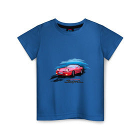 Детская футболка хлопок с принтом toyota supra красная в Санкт-Петербурге, 100% хлопок | круглый вырез горловины, полуприлегающий силуэт, длина до линии бедер | tourer | toyota supra | супра | тойота | японские автомобили