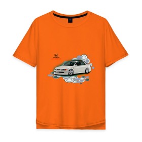Мужская футболка хлопок Oversize с принтом Honda ACCORD в Санкт-Петербурге, 100% хлопок | свободный крой, круглый ворот, “спинка” длиннее передней части | honda | honda accord | tourer | хонда аккорд | японские автомобили