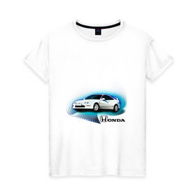 Женская футболка хлопок с принтом Honda INTEGRA в Санкт-Петербурге, 100% хлопок | прямой крой, круглый вырез горловины, длина до линии бедер, слегка спущенное плечо | honda interga | tourer | ходна интегра | японские автомобили
