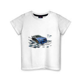 Детская футболка хлопок с принтом Nisan Skyline в Санкт-Петербурге, 100% хлопок | круглый вырез горловины, полуприлегающий силуэт, длина до линии бедер | nissan skyline | tourer | ниссан | скайлайн | японские автомобили
