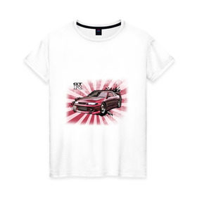 Женская футболка хлопок с принтом Nisan Skyline красная в Санкт-Петербурге, 100% хлопок | прямой крой, круглый вырез горловины, длина до линии бедер, слегка спущенное плечо | nissan skyline | tourer | ниссан | скайлайн | японские автомобили