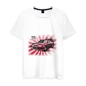 Мужская футболка хлопок с принтом Nisan Skyline красная в Санкт-Петербурге, 100% хлопок | прямой крой, круглый вырез горловины, длина до линии бедер, слегка спущенное плечо. | Тематика изображения на принте: nissan skyline | tourer | ниссан | скайлайн | японские автомобили