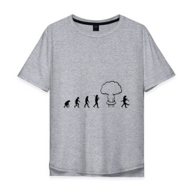 Мужская футболка хлопок Oversize с принтом Эволюция после взрыва в Санкт-Петербурге, 100% хлопок | свободный крой, круглый ворот, “спинка” длиннее передней части | атомная бомба | мутант | радиация | эволюция | экология | ядерный взрыв
