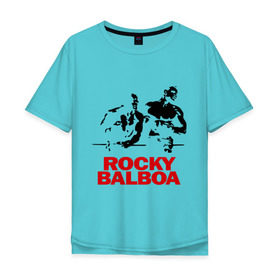 Мужская футболка хлопок Oversize с принтом Rocky Balboa в Санкт-Петербурге, 100% хлопок | свободный крой, круглый ворот, “спинка” длиннее передней части | boxing | боксер | роки | рокки | рокки бальбоа | спорт