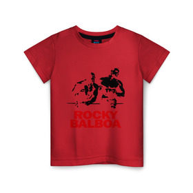 Детская футболка хлопок с принтом Rocky Balboa в Санкт-Петербурге, 100% хлопок | круглый вырез горловины, полуприлегающий силуэт, длина до линии бедер | boxing | боксер | роки | рокки | рокки бальбоа | спорт