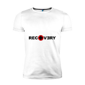 Мужская футболка премиум с принтом recovery в Санкт-Петербурге, 92% хлопок, 8% лайкра | приталенный силуэт, круглый вырез ворота, длина до линии бедра, короткий рукав | eminm | еминем | реп | репчик | рэп