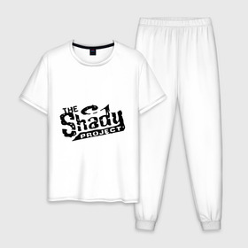 Мужская пижама хлопок с принтом the shady в Санкт-Петербурге, 100% хлопок | брюки и футболка прямого кроя, без карманов, на брюках мягкая резинка на поясе и по низу штанин
 | eminm | slim shady | еминем | реп | репчик | рэп