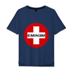 Мужская футболка хлопок Oversize с принтом Eminem знак в Санкт-Петербурге, 100% хлопок | свободный крой, круглый ворот, “спинка” длиннее передней части | eminm | slim shady | еминем | реп | репчик | рэп