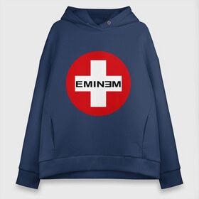 Женское худи Oversize хлопок с принтом Eminem знак в Санкт-Петербурге, френч-терри — 70% хлопок, 30% полиэстер. Мягкий теплый начес внутри —100% хлопок | боковые карманы, эластичные манжеты и нижняя кромка, капюшон на магнитной кнопке | eminm | slim shady | еминем | реп | репчик | рэп