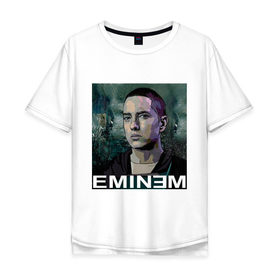 Мужская футболка хлопок Oversize с принтом постер Eminem в Санкт-Петербурге, 100% хлопок | свободный крой, круглый ворот, “спинка” длиннее передней части | Тематика изображения на принте: eminm | slim shady | еминем | реп | репчик | рэп